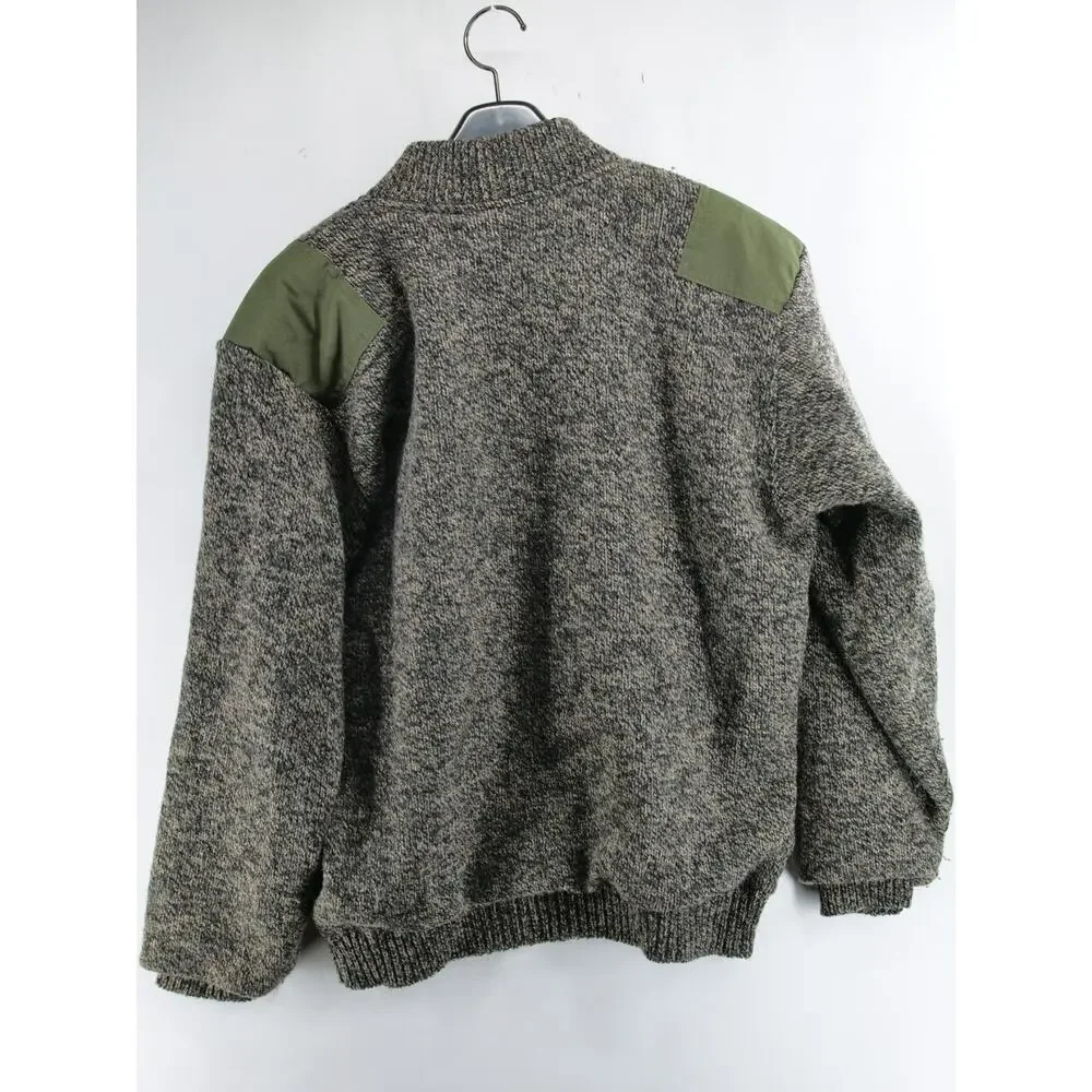 VTG Mens LL Bean Wool Sweater Knit Shoulder Patches Hunting Military USA L